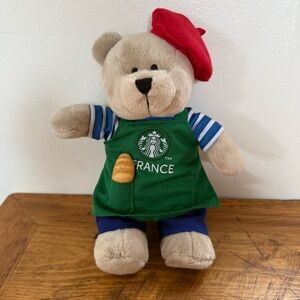 🇫🇷🥖 Starbucks France Plush Bearista Bear with Beret, Apron & Baguette 🇫🇷🥖